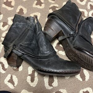 A.S.98 Black Leather Ankle Boots